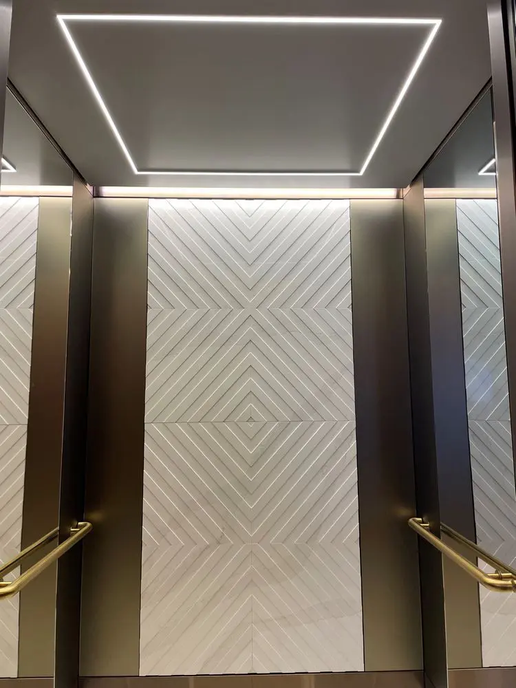 A view of the inside of an elevator.